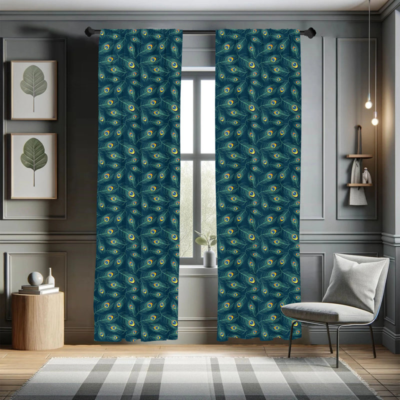 Feather Geometric Semi-Sheer Rod Pocket Curtain Panels, 28" W x 63" L