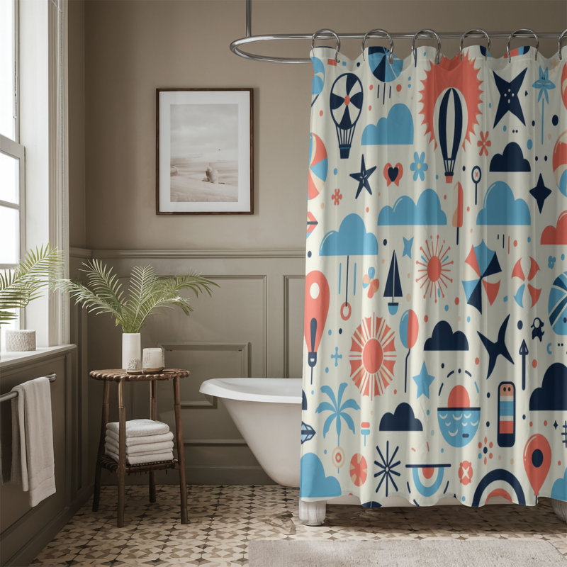 Rideau de douche standard 1 pièce Clear Blue Skies, H 74 po x l 71 po