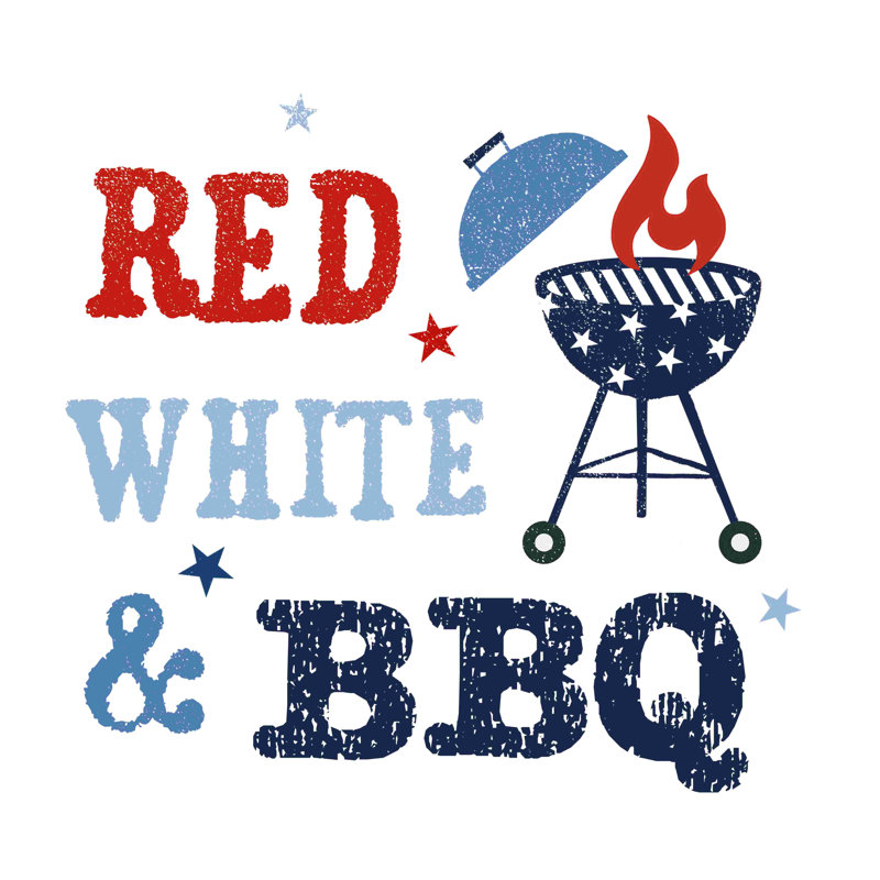 «Red, White and BBQ I» par Victoria Barnes - reproduction d'art sur toile tendue, L 12 po x H 12 po