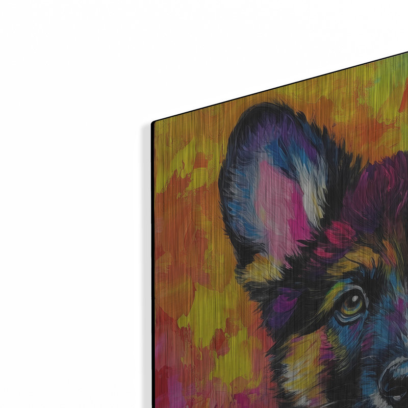  «Wouf German Shepherd» par Rich Monet, art mural en métal, 24 po x 24 po, H 24 po x l 24 po