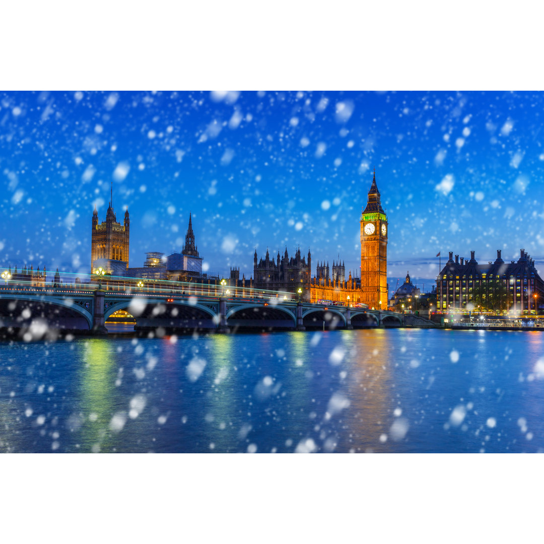 Westminster Bridge im Winter - Druck