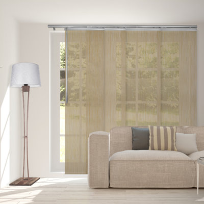 Dappled Sand 4-Panel Single Rail Panel Track Extendable 48"-88"W x 116"H, Panel width 23.5"