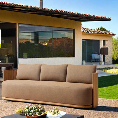 Canapé d'extérieur en bois de teck 70,87 po avec coussins Sunbrella®