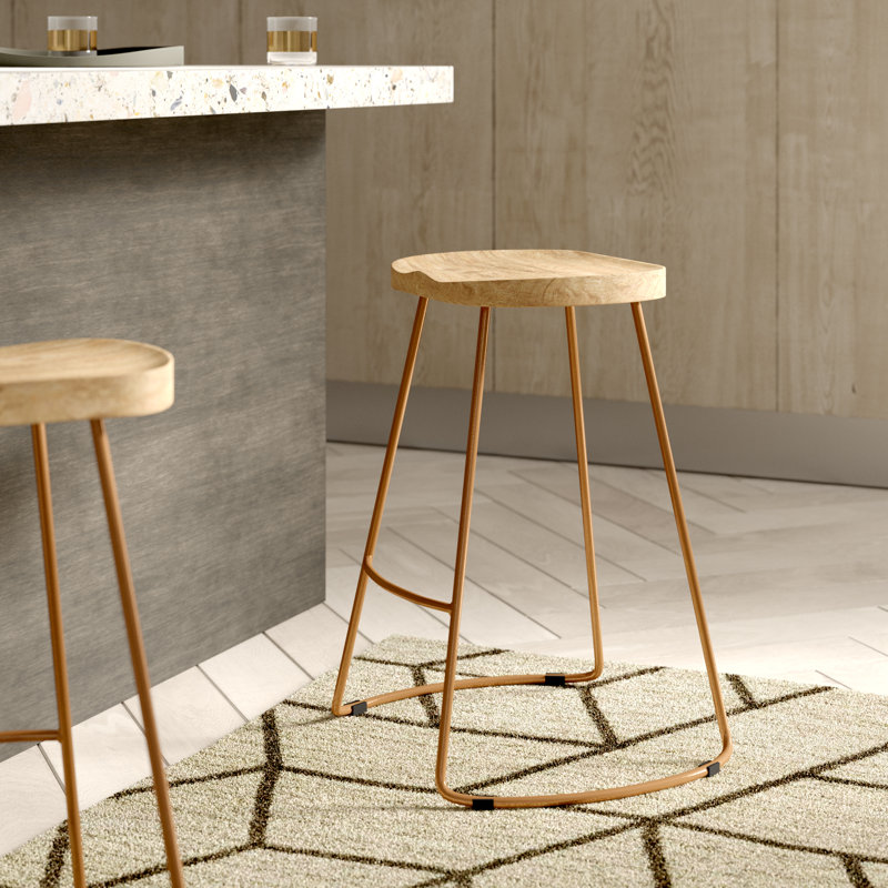 Margaret Counter Stool with Metal Frame, Gold