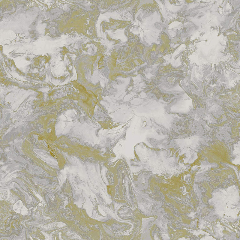 Henline 10.05m x 53cm Textured Glitter Wallpaper Roll, Grey/Gold