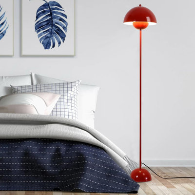 Lampe sur pied moderne pour le salon, grande lampe sur pied industrielle pour la chambre à coucher, lampe de lecture sur pied avec abat-jour en métal pour bureau, chambre de bébé, coin (rouge foncé)