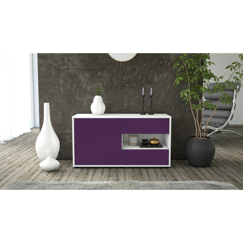 Dallin 92cm W 2 - Drawer Chest of Drawers, Purple / Matte White