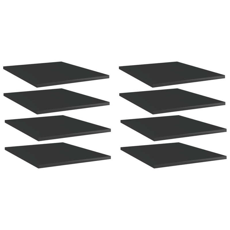 Tablettes pour bibliothèque 8 pièces en bois d'ingénierie, Noir très lustré