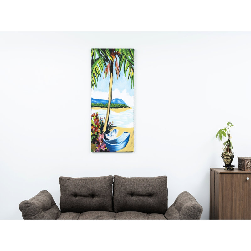 Toile murale surdimensionnée 47 po x 19 po - Art d'été peint à la main 47 x 19
