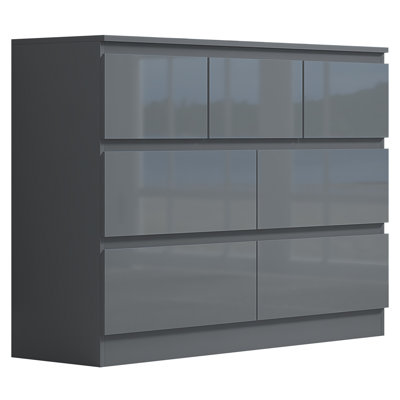 Warren 7 Drawer Merchant Chest Of Drawers: 4 + 3 Configuration. Scratch Resistant. Handleless Design. 14cm Deep Drawers