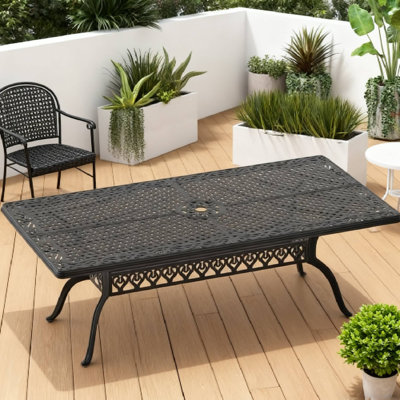 Cast Aluminum Patio Dining Table Suitable For Patio Daily Use & Backyard Small Party Dining