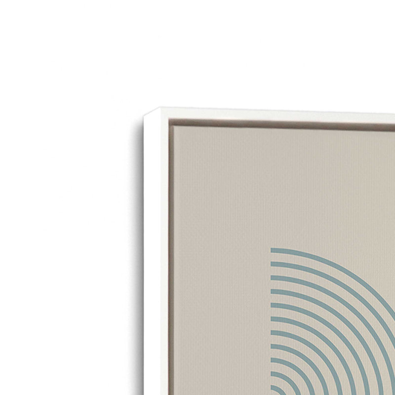 Affiche de composition Bauhaus, H 12,75 po x l 8,75 po, Beige / bleu / bleu foncé, Cadre flottant blanc opaque