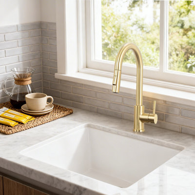 Brushed Nickel Kitchen Sink Faucet With Pull Down Sprayer