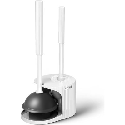 2 In 1 Toilet Brush And Plunger Set, Toilet Bowl Brush Plunger Set,Extended Handle Plunger,Bathroom Cleaning Tools,Toilet Brush Plunger Combo,Cleaning Brush（Pearl White，20.8Inch）