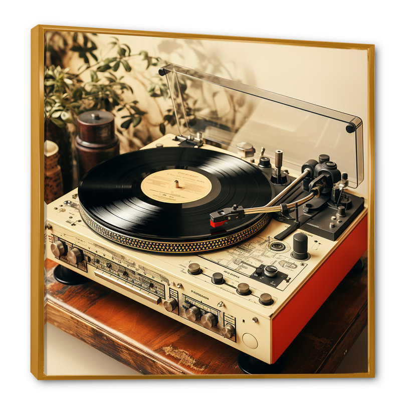 Art mural rétro vinyle vinyle Melody III - Platines, Or, H 36 po x l 36 po
