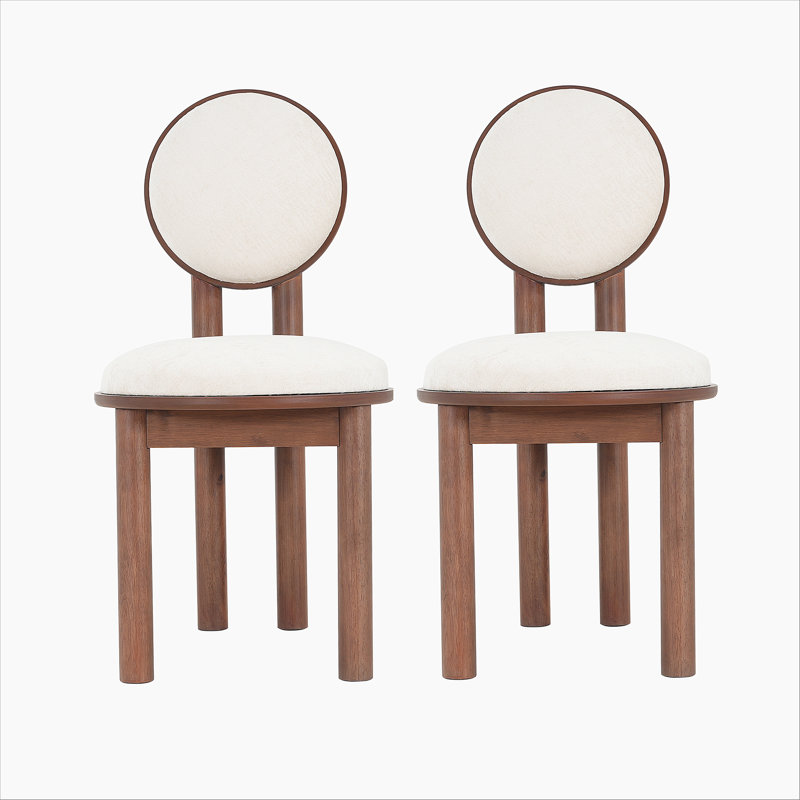 Chaise de salle à manger en polyester avec structure en bois (ensemble de 2), Noyer