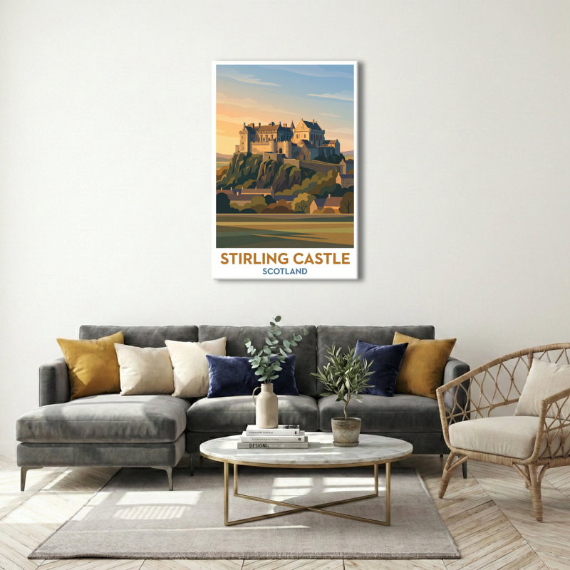 Stirling Castle, Scotland - Romantic Travel Poster Of Historic Hilltop Fortress. Giclee Print On Wrapped Canvas. Wall Art, Home Decor - Castles & Palaces, Scotland - Wrapped Canvas Print
