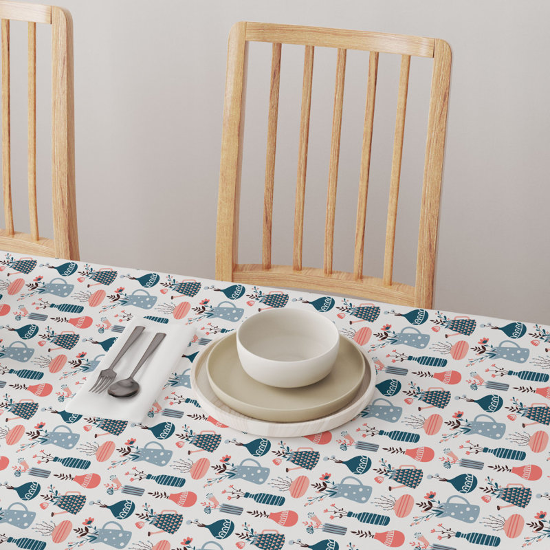 Rectangular Tablecloth, 100% Cotton, 52X104", Doodle Vases, 104" L x 60" W
