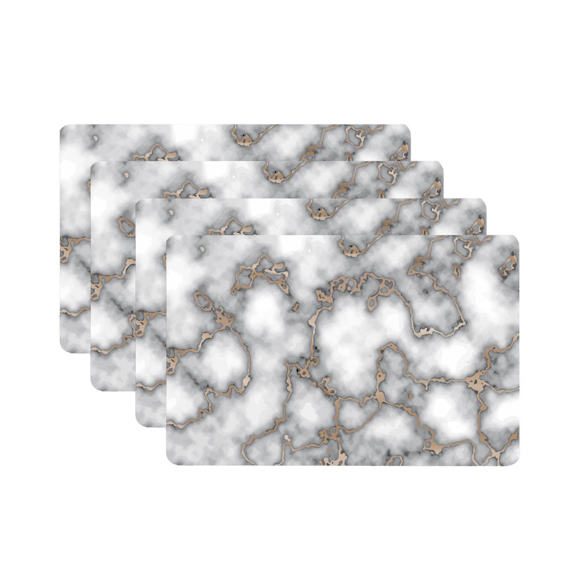 Callison Placemats Dining Table Mat Table Decor Washable Non Slip Marble 12 X 18, Rose Gold