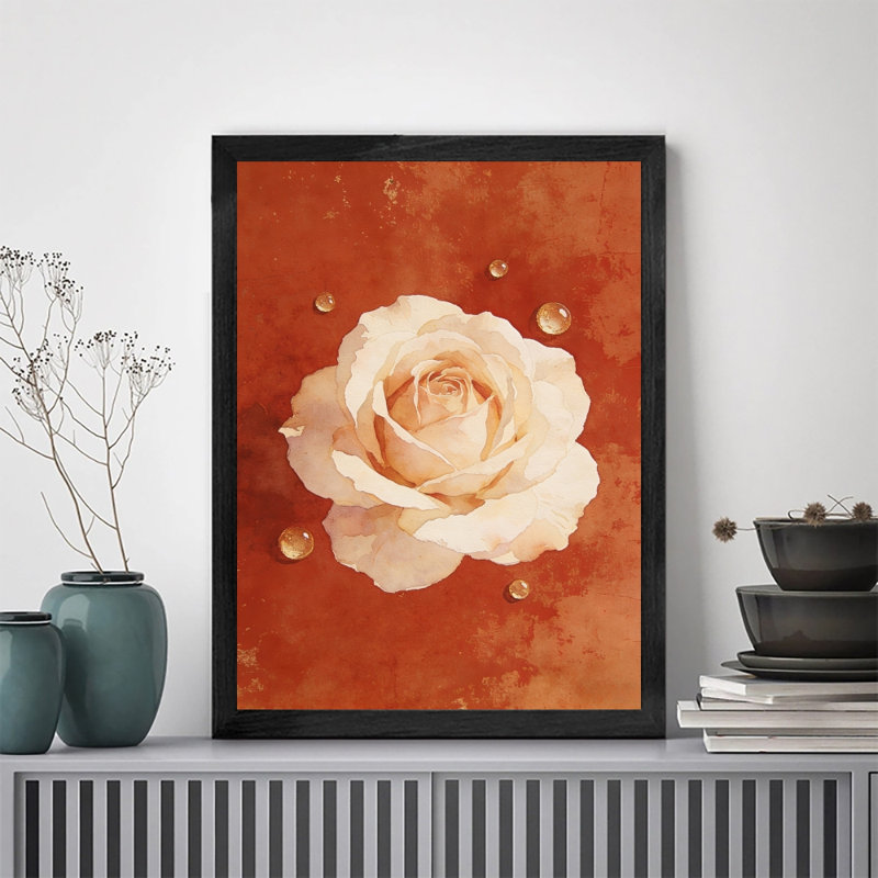 «Black», peinture florale rétro encadrée noire: roses neutres, impression d'art mural, impression sur le thème de la Saint-Valentin
