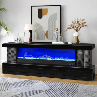 Karsen Modern Led Fireplace Tv Stand With Storage, 79" Entertainment Console