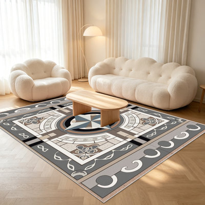 Tapis à motif géométrique 1PC pour le salon, doux et confortable, convient à toutes les saisons, facile à entretenir, tapis de sol intérieur lavable à la machine, convient à la chambre à coucher, à la salle à manger, au couloir, au patio, au bureau, à la maison, à la décoration extérieure.