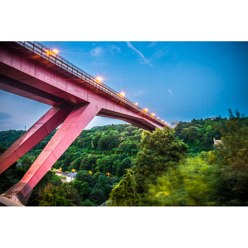 Red Bridge, Luxembopurg by Sabinoparente - Wrapped Canvas Print, 51cm H x 76cm W