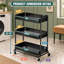 Chariot de rangement noir robuste pour spas, salons, bureaux et maisons - Chariot en métal extra large de 26 pouces avec 3 niveaux de rangement de grande capacité