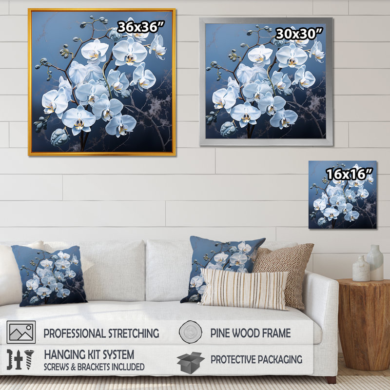 «Orchid Blossoms In Delicate Abstraction», reproduction sur toile, H 36 po x l 36 po x P 1,5 po, Toile tendue