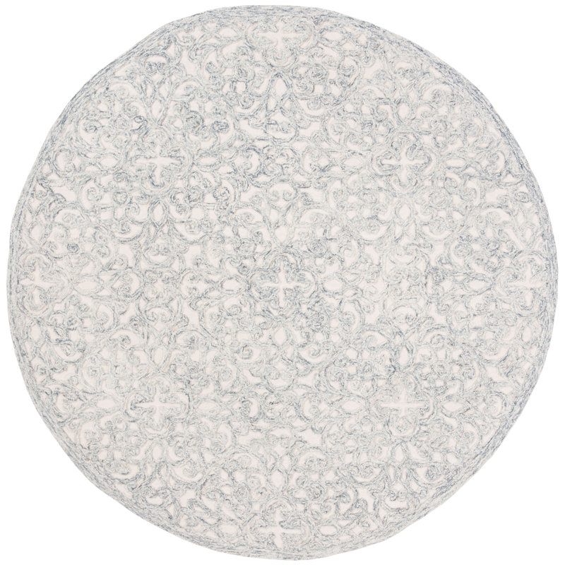 Sarina Trace Hand Tufted Wool And Cotton With Latex Abstract Rug, Round 6'