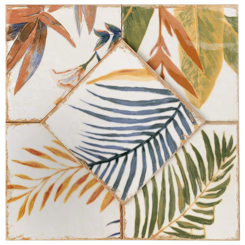 Angela Harris Dunmore 8x8 Polished Hand Painted Look Ceramic Tile
