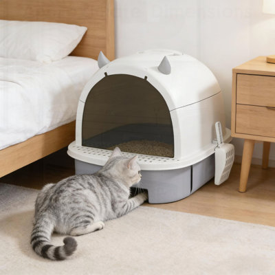 Cat Litter Box with Lid, Scoop, and Deodorizing Bags for Easy Cleaning and Odor Control