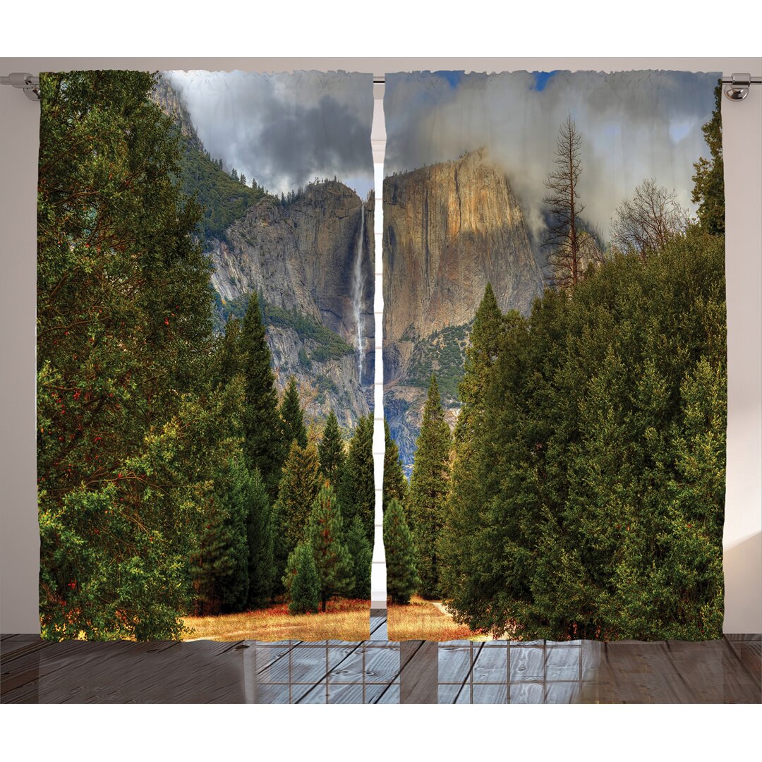 Rustikaler Vorhang, Yosemite Park Herbst, Yosemite, Grün Grau