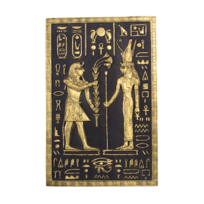 Pharaoh Offering to Goddess Wall Sculpture