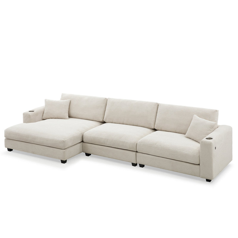 [VIDÉO + NOUVEAU] Canapé modulaire surdimensionné en velours côtelé de 134 x 54 po, Beige