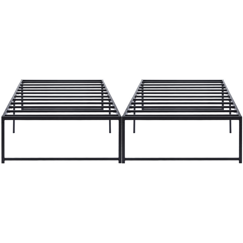 Rukadikar Twin Size Metal Bed Frame Set of 2, 16 Inch High 2-Pack Platform Bed Base, Heavy Duty Steel Slat Mattress Foundation, No Box Spring Needed, Extra Underbed Storage Space, Easy Assembly, Noise-Free Design
