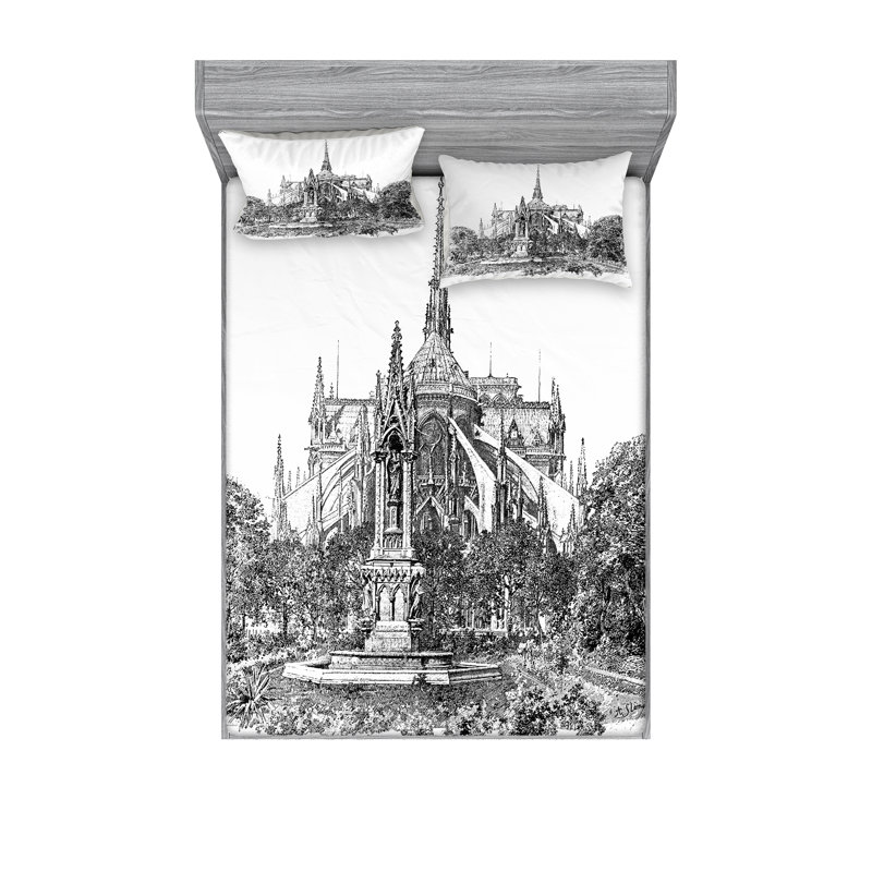 Ensemble de draps Notre Dame, Ensemble de drap pour grand lit avec drap-housse