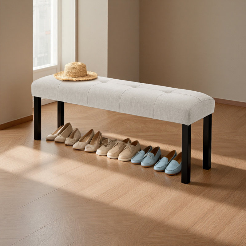 Banc de salle à manger en lin capitonné Modern, Beige