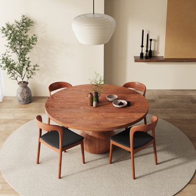 Ikerne 4 - Person Round Solid Wood Dining Set