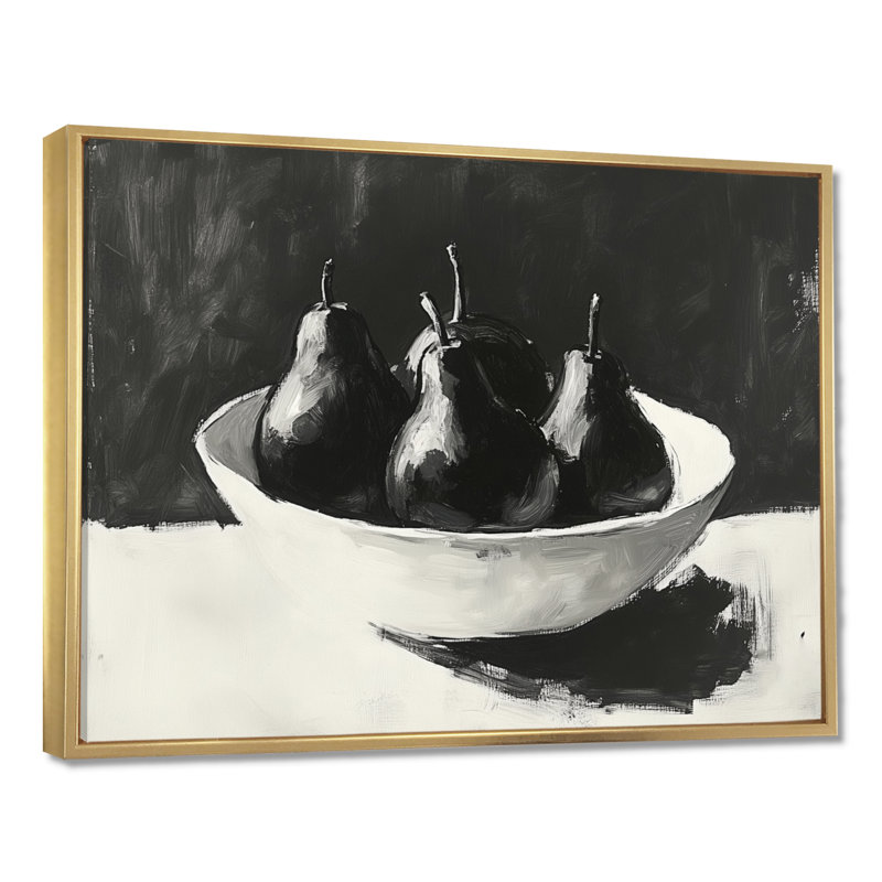 Wendt I - Tableau encadré Poires, H 30 po x l 40 po, Cadre flottant doré