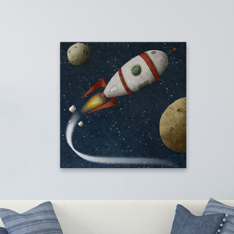Giovanna Spaceship Adventure - Painting on Canvas, 45cm H x 45cm W x 3.81cm D