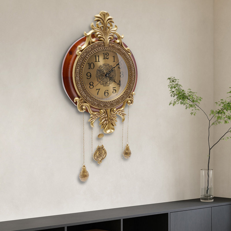 Horloge murale rétro avec pendule avec mouvement à quartz, horloge murale décorative rétro pour chambre à coucher, bureau et couloir