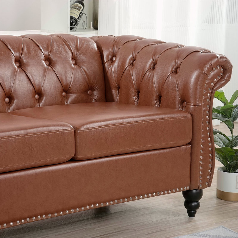 Canapé Chesterfield 84,65 po., Brun