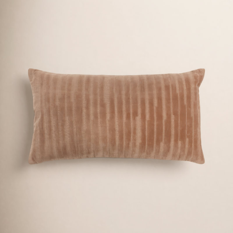Housse de coussin rectangulaire avec insert lombaire 100% coton Zorina, Brun clair