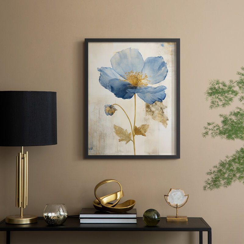 FLORAL Series XXXV III - reproduction encadrée de qualité supérieure - prête à être accrochée - aucun clou requis, Noir