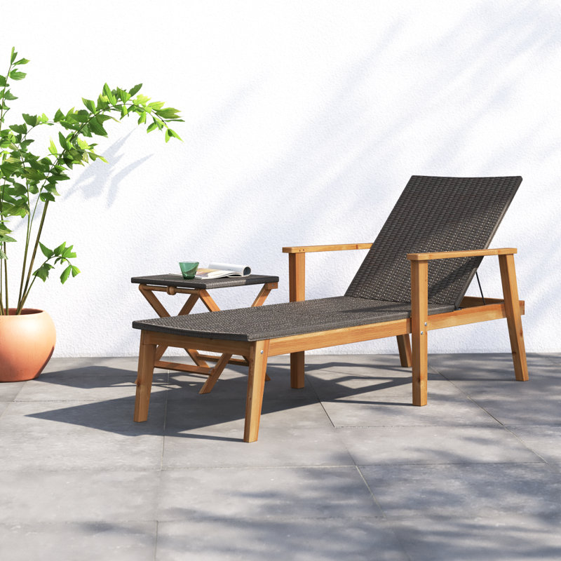 Azlaan 72" Long Reclining Acacia Single Chaise