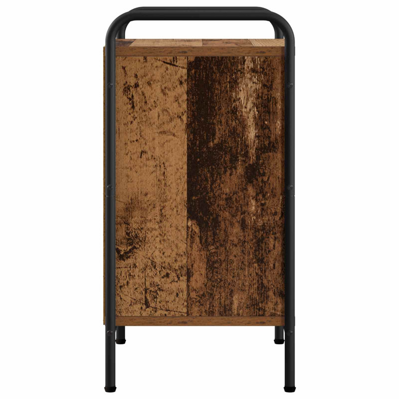 40 cm W Galvanised Steel Bedside Table, Old Wood