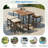 5-piece Outdoor Dining Table Sets Included 1 Foldable Table And Four Stools With Cushions