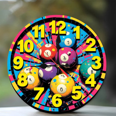 colorful billiard clock vibrant design