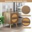 Ensemble de 2 tables de chevet en rotin avec 2 tiroirs et pieds en bois massif